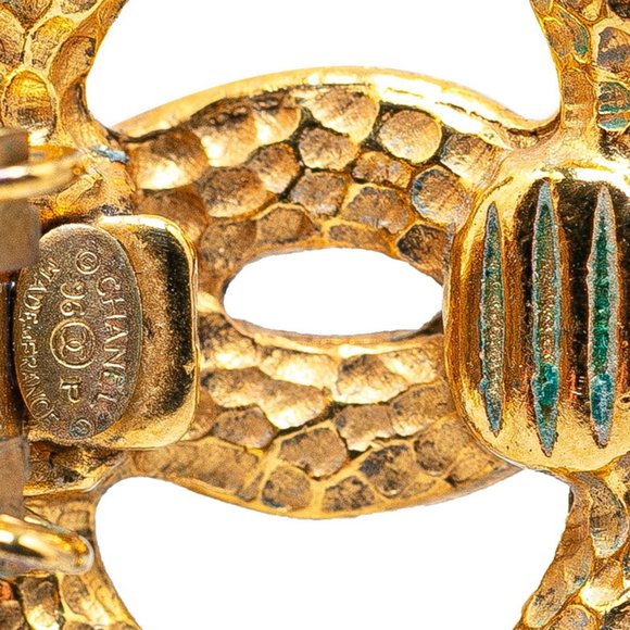 CHANEL Authentic Gold Logo Earrings - Picture 4 of 5